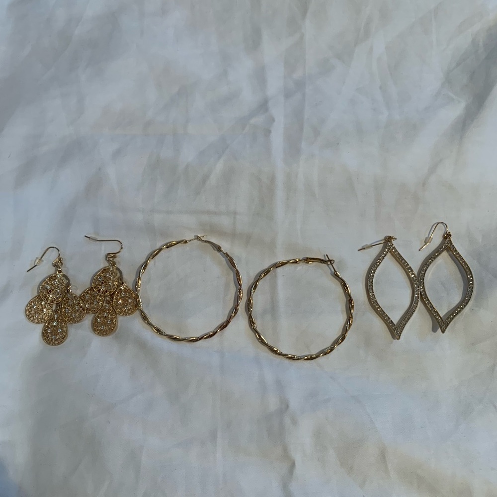three sets of earrings